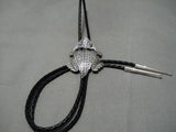 Important Native American Navajo Wilf Begay Toad Sterling Silver Bolo Tie-Nativo Arts