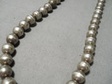 Fabulous Vintage Native American Navajo Sterling Silver Bead Necklace Old-Nativo Arts