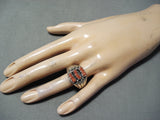 Beautiful signed Navajo Native American Coral Sterling Silver Ring-Nativo Arts
