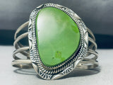 One Of The Best Native American Navajo Gaspeite Sterling Silver Bracelet Cuff-Nativo Arts