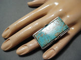 One Of The Biggest Tall Native American Navajo Thunderbird #8 Turquoise Sterling Silver Ring-Nativo Arts