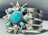 One Of The Craziest Vintage Native American Navajo Turquoise Swirl Sterling Silver Bracelet-Nativo Arts