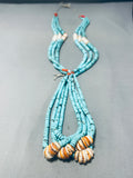 Native American Rare Quadruple Jacla Vintage Navajo Turquoise Heishi Necklace Old-Nativo Arts