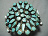 One Of The Best Vintage Native American Navajo Turquoise Sun Cluster Sterling Silver Bracelet-Nativo Arts
