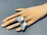 Whimsical Vintage Native American Navajo Bisbee Turquoise Sterling Silver Butterfly Ring-Nativo Arts