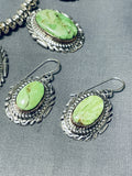 Native American Important Orvil Jack Turquoise Navajo Sterling Silver Necklace Earrings Set-Nativo Arts