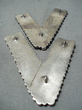 Dynamic Vintage Native American Navajo Kingman Turquoise Sterling Silver Collar Protectors-Nativo Arts