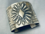 Concho Shield 137 Grams Vintage Native American Navajo Sterling Silver Bracelet Cuff-Nativo Arts