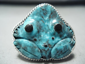 Frog Turquoise Native American Navajo Ben Begaye (d.) Sterling Silver Ring-Nativo Arts