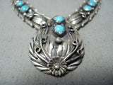 Phenomenal Vintage Native American Navajo Sleeping Beauty Turquoise Sterling Silver Necklace-Nativo Arts