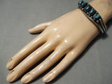 Important Vintage Native American Navajo Last Chance Mine Turquoise Sterling Silver Bracelet Old-Nativo Arts