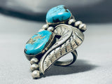 Tremdendous Vintage Native American Navajo Kingman Turquoise Sterling Silver Ring-Nativo Arts