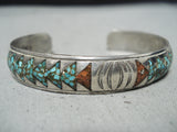 Dynamic Vintage Navajo Turquoise Sterling Silver Bracelet Native American Old-Nativo Arts