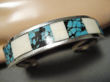 Hard To Find Vintage Native American Navajo Blue Wind Turquoise Sterling Silver Bracelet-Nativo Arts