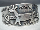 Early Huge Animal Vintage Native American Navajo Sterling Silver Bracelet Cuff Old-Nativo Arts