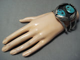 Huge Vintasge Native American Navajo Rare Early Deposit Turquoise Sterling Silver Bracelet-Nativo Arts