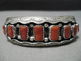 Amazing Chunky Coral Sterling Silver Shadowbox Native American Bracelet-Nativo Arts