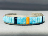 Important Vintage Native American Navajo Ray Adakai Sterling Silver Turquoise Bracelet-Nativo Arts