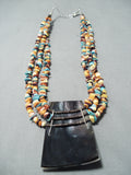Native American Important Santo Domingo Turquoise Inlay Sterling Silver Necklace-Nativo Arts
