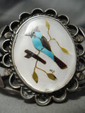 Native American Huge Vintage Navajo Turquoise Bluejay Sterling Silver Bracelet Cuff Old-Nativo Arts