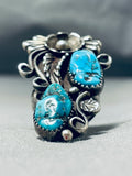 Striking Vintage Native American Navajo Morenci Turquoise Sterling Silver Ring-Nativo Arts