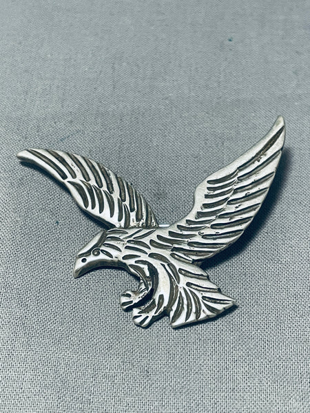 Broche Ancienne En Argent Massif Et Marcassite - Aigle, Bijou Vintage Occasion