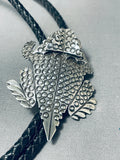 Marvelous Signed Native American Navajo Handcarved Silver Toad Bolo-Nativo Arts