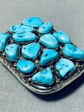 Spectacular Vintage Native American Navajo Morenci Turquoise Sterling Silver Buckle-Nativo Arts