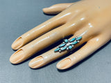 Eye-catching Vintage Native American Zuni Blue Gem Turquoise Sterling Silver Ring-Nativo Arts