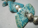 One Of The Best Vintage Native American Navajo Turquoise Tab Sterling Silver Necklace Old-Nativo Arts