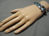Quality Vintage Native American Navajo Yazzie Inlaid Maiden Turquoise Sterling Silver Bracelet-Nativo Arts