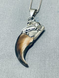 Authentic Vintage Native American Navajo Bear Sterling Silver Necklace-Nativo Arts