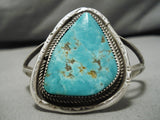 Important Vintage Native American Navajo Leo Nez Royston Turquoise Sterling Silver Bracelet Old-Nativo Arts