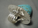 Mind Blowing Colossal Protruding Native American Navajo #8 Turquoise Sterling Silver Ring-Nativo Arts