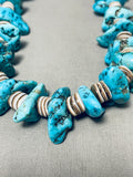 Native American Traditional Vintage Santo Domingo Old Kingman Turquoise Heishi Necklace-Nativo Arts