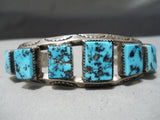 Incredible Vintage Native American Navajo Graduating Turquoise Sterling Silver Bracelet Old-Nativo Arts
