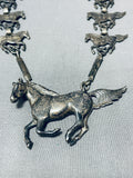 Native American Galloping Horse Vintage Southwest Sterling Silver Necklace-Nativo Arts