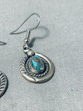 Superb Vintage Native American Navajo Kingman Turquoise Sterling Silver Pendant Earrings-Nativo Arts