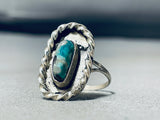 Amazing Vintage Native American Navajo Twist Silver Sterling Turquoise Ring Old-Nativo Arts