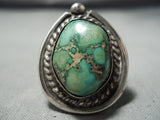 Intense Vintage Native American Navajo Famous Damale Turquoise Sterling Silver Ring Old-Nativo Arts