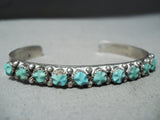 Ben Haley Vintage Native American Zuni Blue Gem Turquoise Sterling Silver Braclet Old-Nativo Arts