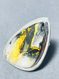 Gigantic Native American Navajo Signed Honeybee Triangle Sterling Silver Ring-Nativo Arts