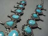 Important Vintage Native American Navajo #8 Turquoise Sterling Silver Squash Blossom Necklace-Nativo Arts