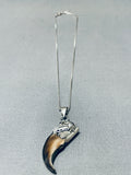 Authentic Vintage Native American Navajo Bear Sterling Silver Necklace-Nativo Arts