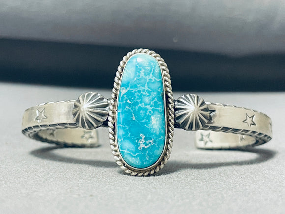 Derrick Cadman Native American Navajo Old Kingman Turquoise Sterling Silver Bracelet-Nativo Arts