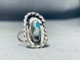 Amazing Vintage Native American Navajo Twist Silver Sterling Turquoise Ring Old-Nativo Arts