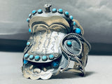 Saddle Completely Handmade Native American Navajo Turquoise Sterling Silver Bracelet Cuff-Nativo Arts