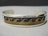 Authentic Vintage Native American Navajo Thomas Singer Sterling Silver Gold Wave Bracelet Old-Nativo Arts