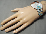 Intricate!! Zuni Native American Hand Carved Turquoise Sterling Silver Bracelet-Nativo Arts