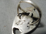 Intricate!! Vintage Zuni Native American Turquoise Flower Sterling Silver Ring-Nativo Arts